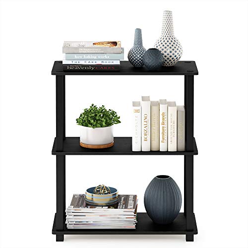 Furinno 3-Tier Multipurpose Shelf Set of 2 2-18025AM Floor Mount Black/Americano