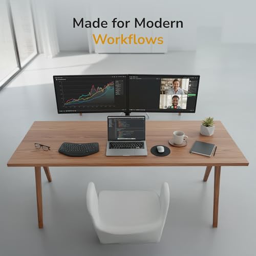 Mount-It! 32 inch MI-2752 Full Motion Monitor Arm Dual Desk Mount Clamp Grommet Adjustable Steel