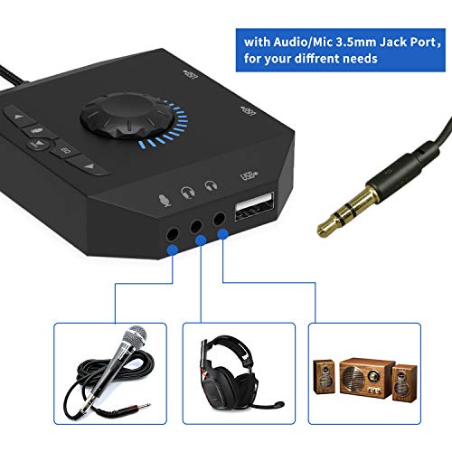 Tendak 3.93ft USB Hub CP-040-BK-Br 5.1 Surround Sound Stereo External Sound Card 48KHz 120dB