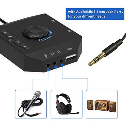 Tendak 3.93ft USB Hub CP-040-BK-Br 5.1 Surround Sound Stereo External Sound Card 48KHz 120dB