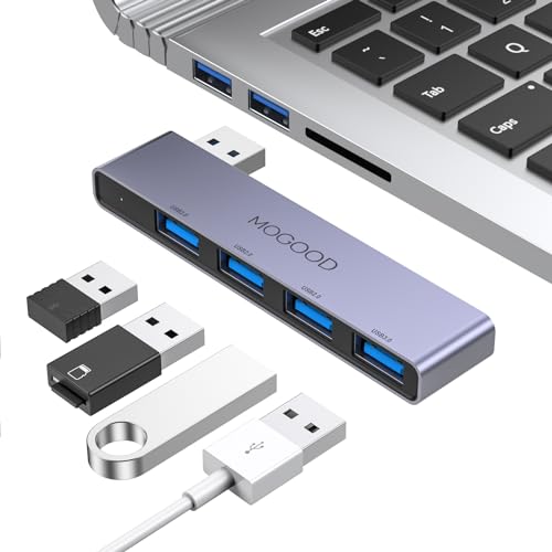 MOGOOD USB Hub 4 Ports Ultra-Slim Metal USB 3.0 Splitter for Laptop and Desktop