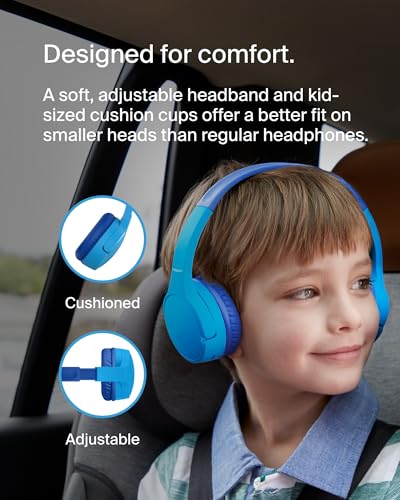 Belkin Kids HP V3 AUD001btBLV3CS On-Ear Headphones Bluetooth 5.0 30 Hours Audio Wireless