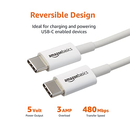 Amazon Basics 2.0 USB-C Cable, 6 Feet, 15W Fast Charging, 480Mbps Data Transfer