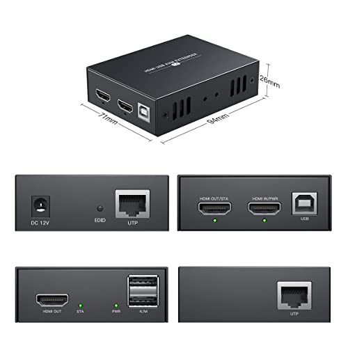 PWAYTEK HDMI KVM USB Extender Model HT240HK 1080p 60Hz Manual 1 Way Push Button
