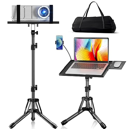 KOOV Projector Stand 20-61" Adjustable Height Metal Tripod with Mouse Tray
