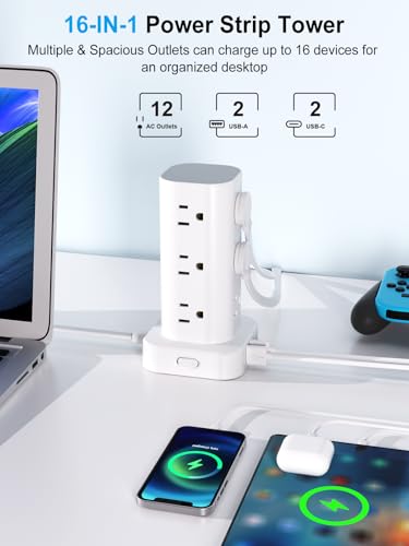 UWIWUTEI 16 Outlets Surge Protector Power Strip with 4 USB Ports Model HD-Q16