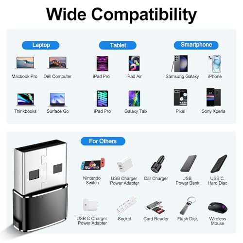 xiwxi 4 Count USB Type C Female to USB A Male Adapter USB 2.0