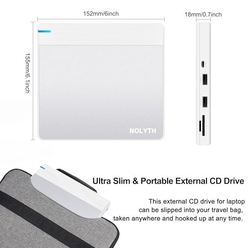 NOLYTH 0.7inch Portable External CD/DVD Drive CT-CDW02