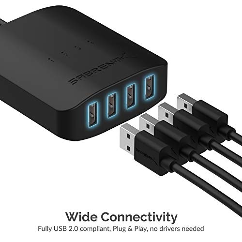 SABRENT 4-Device USB 2.0 Sharing Switch USB-USS4 Manual Switch 120V 10W
