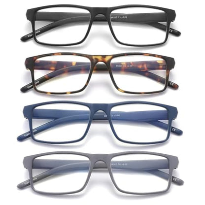 JAWSOCK 4 Pack Reading Glasses Categorical Design BS207-4MIX-150 Adult Size Optical Power: 1.5 Diopters