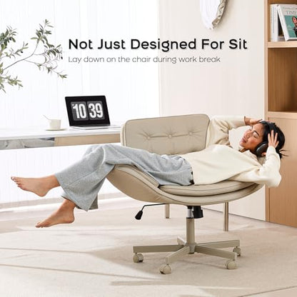 Amseatec LY-8267-CRE-US Office Chair, Adjustable Height, Swivel, Indoor Use, Cream