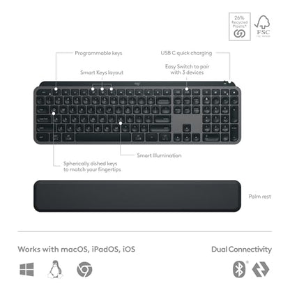 Logitech 2.0 Count 920-011889 Optical Bluetooth Rechargeable Mouse and Keyboard With 8000 DPI Compatibility