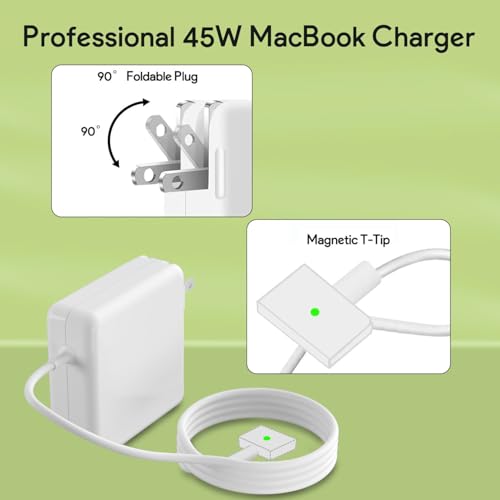 HCAOCD 45W Magnetic T-Tip Power Adapter for Mac Book Air (11-13 Inch 2012-2017)
