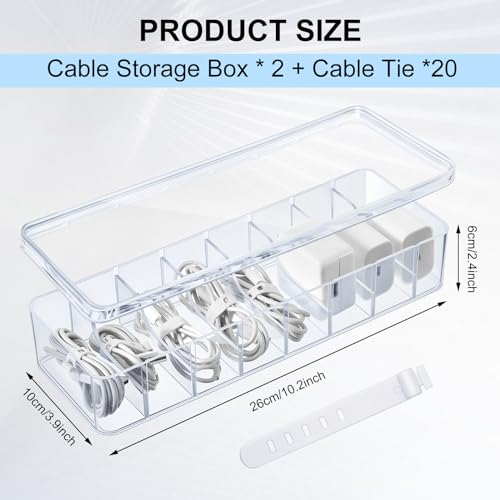 Tatuo 10.2"L x 3.9"W x 2.4"H Tatuo-Ties-EARN95647 90.12 cu in 2 Count Plastic Cable Organizer Box