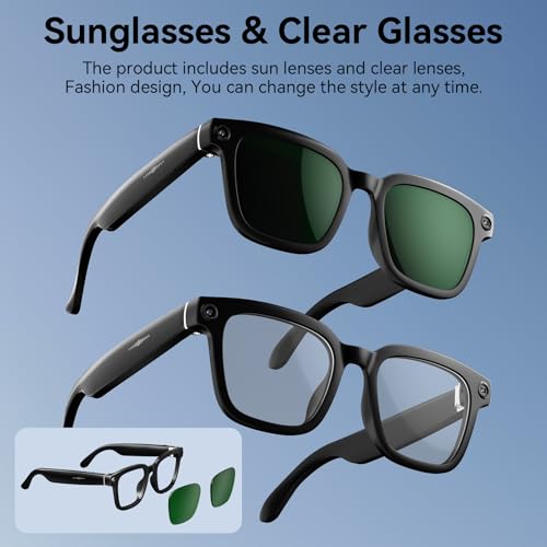 Amwentu 32GB V03 Smart Glasses Bluetooth Pure Black