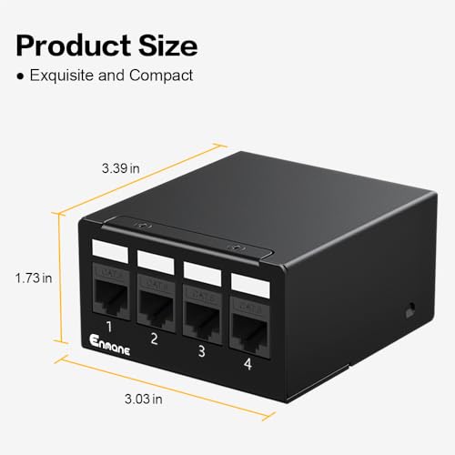 Enmane 4 Port CAT6 1000Mbps Unmanaged RJ45 Patch Panel
