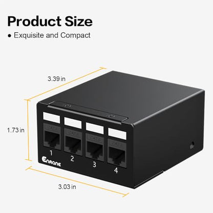 Enmane 4 Port CAT6 1000Mbps Unmanaged RJ45 Patch Panel