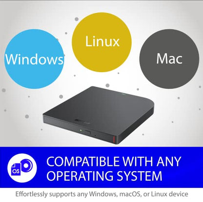 BUFFALO 6X Portable Blu-ray Drive BRXL-PUS6U3B-TAA USB 3.2 Type-A/Type-C Optical Drive