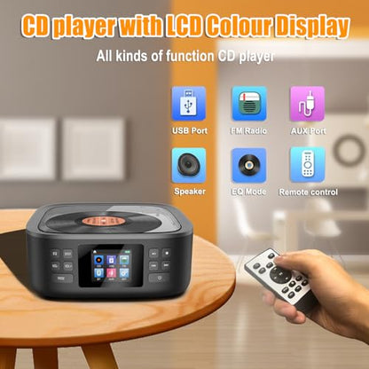 HOVOYNN 6.5in HC030 Stereo Bluetooth Portable CD Speaker System with FM Radio