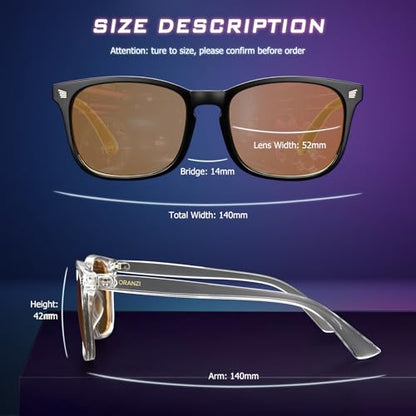 ORANZI 2 Count OG01 Blue Light Blocking Glasses Adult 52mm Lens Width TR90 Material Full Rim