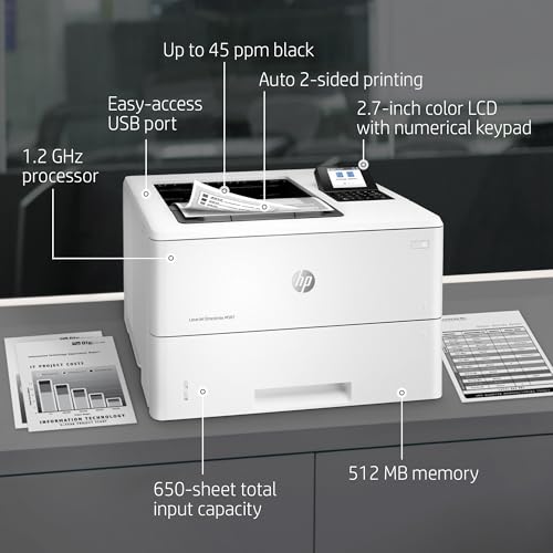 HP LaserJet Enterprise M507dn Monochrome Printer 1200 dpi 45 ppm Laser