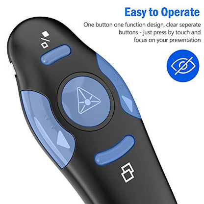 DinoFire 8541661066 USB Wireless Presentation Remote Clicker 50 Feet Range 3 Buttons Ergonomic Design