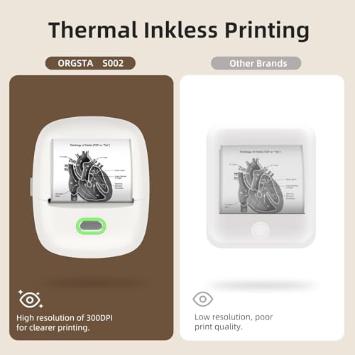ORGSTA S002 Portable Sticker Printer 300 DPI Monochrome Bluetooth Thermal Printer