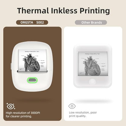 ORGSTA S002 Portable Sticker Printer 300 DPI Monochrome Bluetooth Thermal Printer