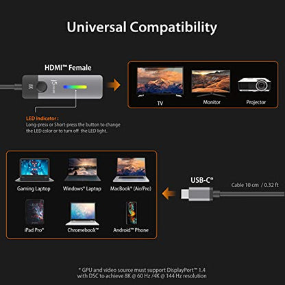 j5create USB Type C to HDMI Adapter JCA157 8K@60Hz 4K@144Hz Monitor