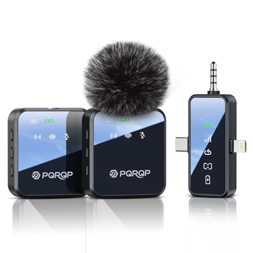 PQRQP Wireless Lavalier Microphone GT19 USB-C/3.5 mm Jack/Lightning Omnidirectional