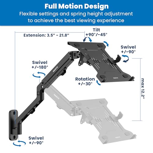 Mount-It! 15 x 12.25 x 5.75 inches Wall Mount Ergonomic Laptop Arm