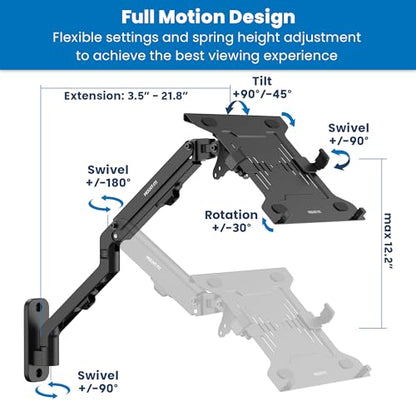 Mount-It! 15 x 12.25 x 5.75 inches Wall Mount Ergonomic Laptop Arm