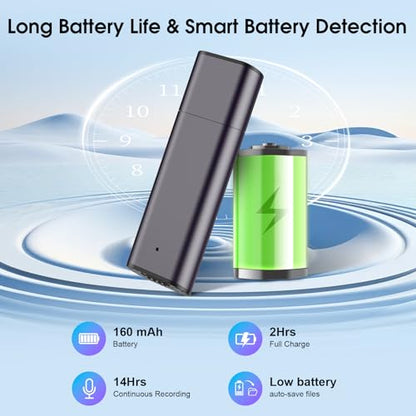 VEVARUN 64GB Digital Voice Recorder Model 0626UL103A USB 750 Hours Recording Noise Cancellation