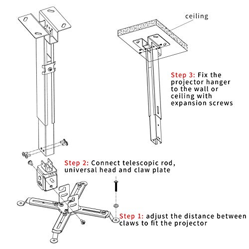 Tonalee Adjustable Projector Mount 4365 - Ceiling/Wall Mount - 2.53 lbs Capacity - Alloy Steel Construction - Waterproof