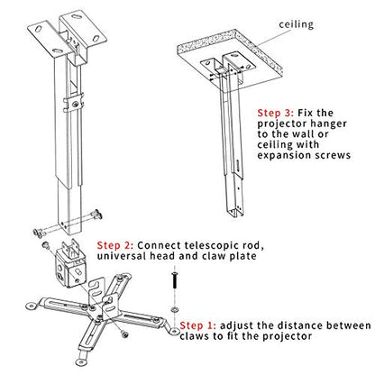 Tonalee Adjustable Projector Mount 4365 - Ceiling/Wall Mount - 2.53 lbs Capacity - Alloy Steel Construction - Waterproof