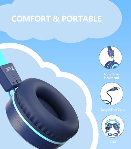 Bywulanda 1 Count Cuffie USB tipo C per bambini On-Ear Wired Headphones