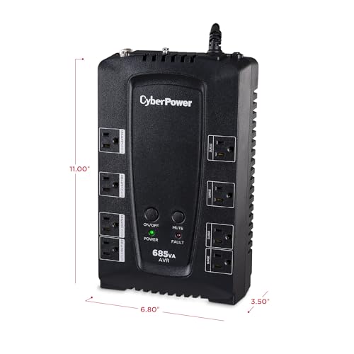 CyberPower 685VA CP685AVRG UPS System, 390W, Compact, UL Certified