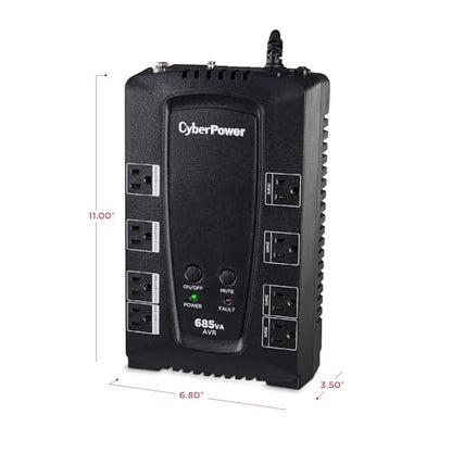 CyberPower 685VA CP685AVRG UPS System, 390W, Compact, UL Certified