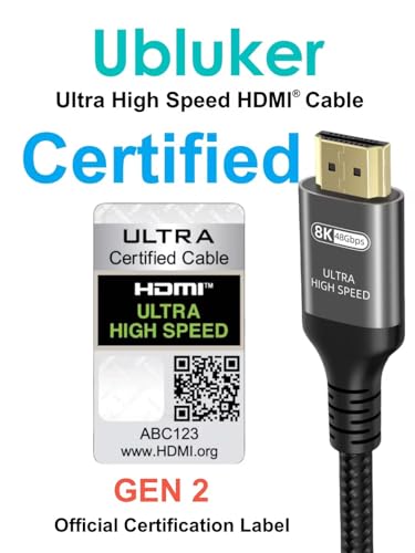 Ubluker 5 Feet UB1515 HDMI Cable 48Gbps 240Hz Male-to-Male