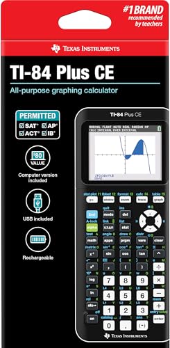 Texas Instruments 3.2 Inches TI-84 Plus CE Black Graphing Calculator Battery Powered LCD