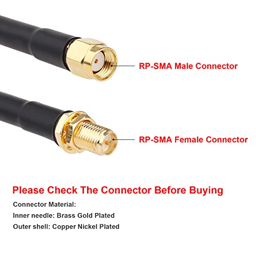 XRDS -RF 10FT RP-SMA Male to RP-SMA Female Coaxial Cable, RG58 for WiFi and Wireless Network Applications