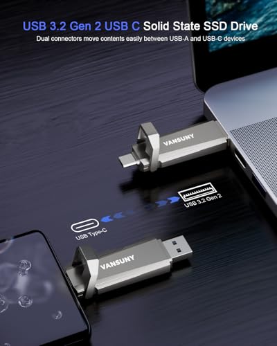 Vansuny 1TB USB 3.2 Solid State Drive USB A + Type C Portable External SSD