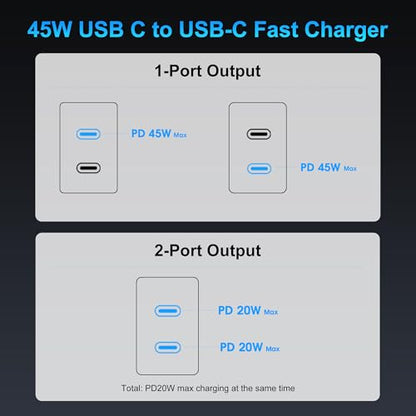 Niubil 45W 2Pack Charger XHD-PD45W-2C USB Type C With 10FT Cables