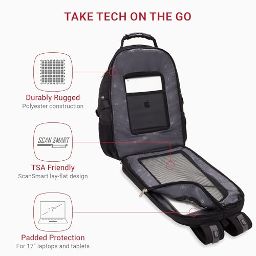 SWISSGEAR 1900 ScanSmart TSA Laptop Backpack 17 Inch Black