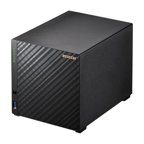 Asustor AS1204T 4-Bay NAS Network Attached Storage, Quad-Core 1.7GHz CPU, 2.5GbE, 1GB DDR4, Metal, Black