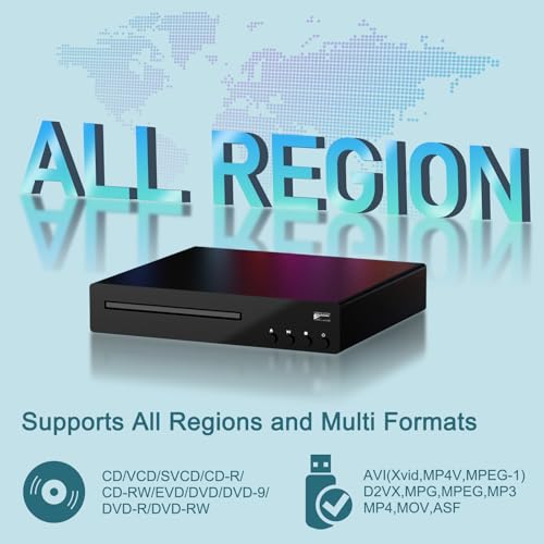 Delleson 1080P SE DVD Player HDMI RCA USB Region Free