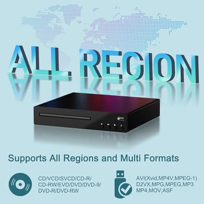 Delleson 1080P SE DVD Player HDMI RCA USB Region Free