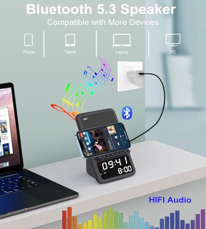AFK Wireless Charging Station BT512-012 7.5W 1.5A 5V DC Alarm Clock and Speaker