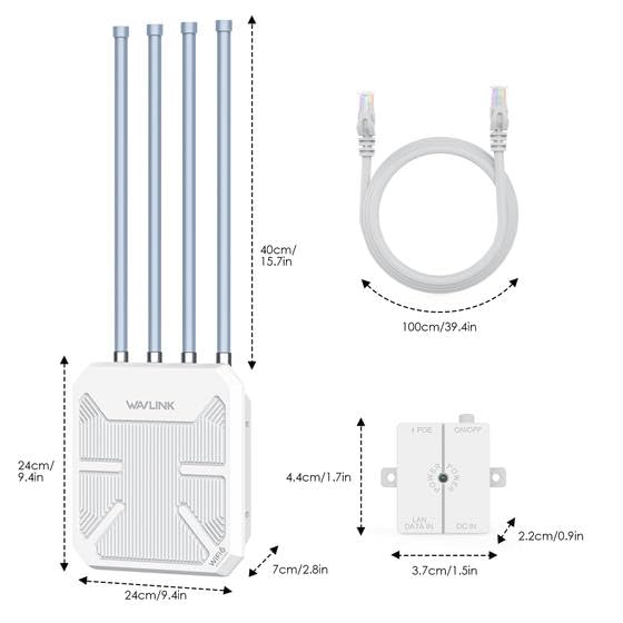 WAVLINK AX3000 WiFi 6 Outdoor Access Point, Dual-Band, 3000 Mbps, IP67 Waterproof, Supports 256 Devices