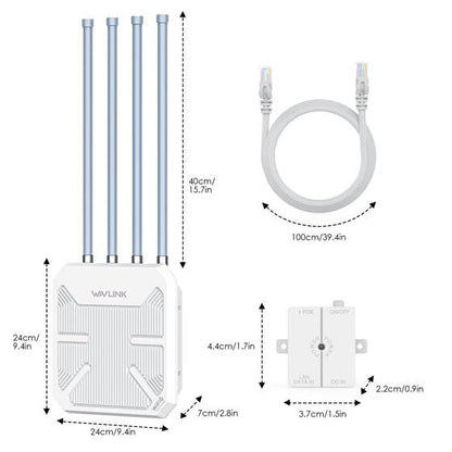 WAVLINK AX3000 WiFi 6 Outdoor Access Point, Dual-Band, 3000 Mbps, IP67 Waterproof, Supports 256 Devices